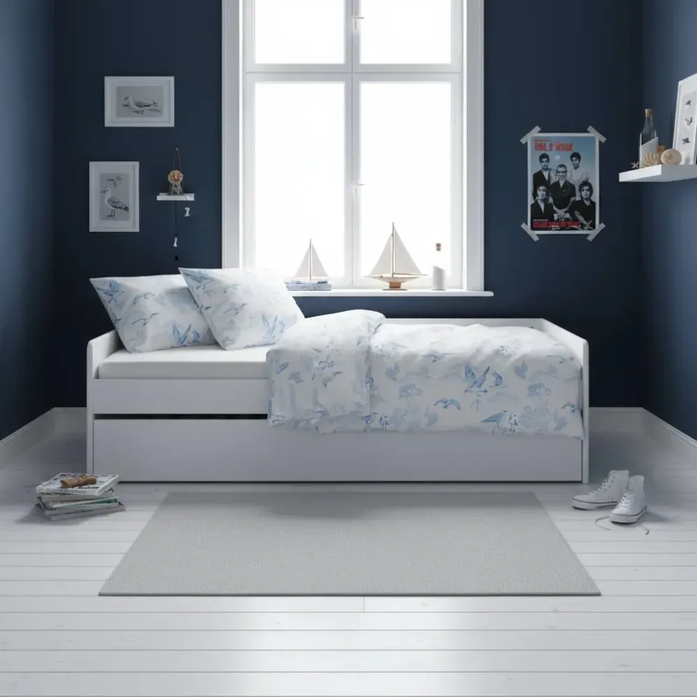 Illustration numéro 3 du produit Lit banquette gigogne en bois 90 x 190 cm blanc