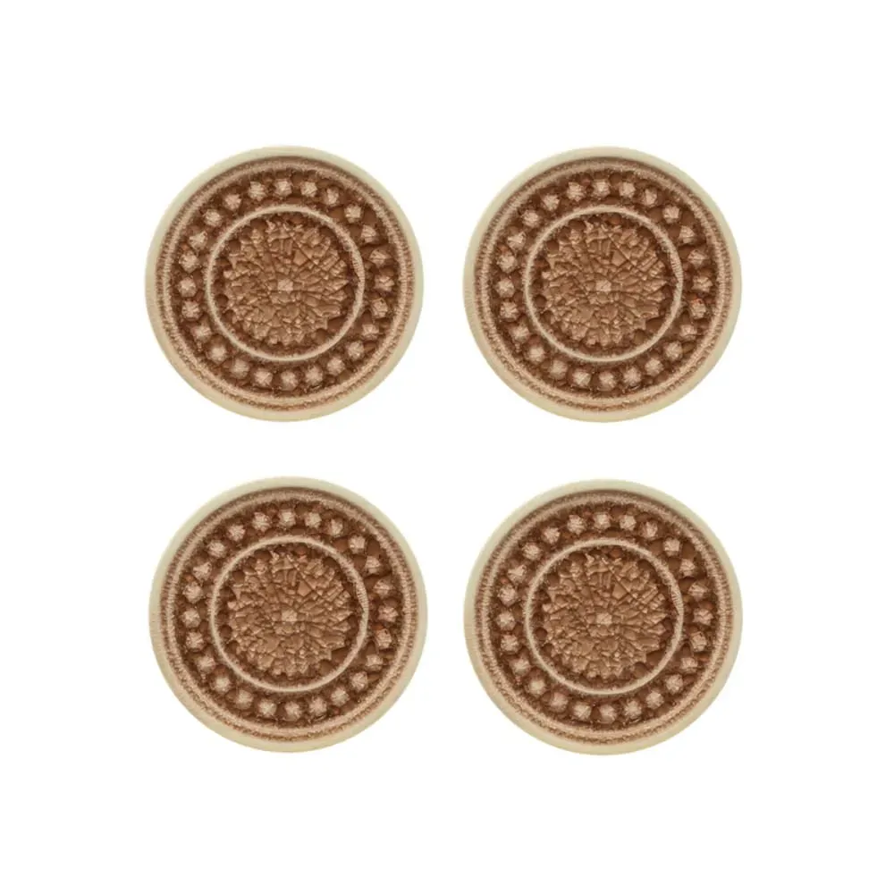 Illustration numéro 3 du produit Set de 4 porte-bougies soucoupes en céramique beige D11