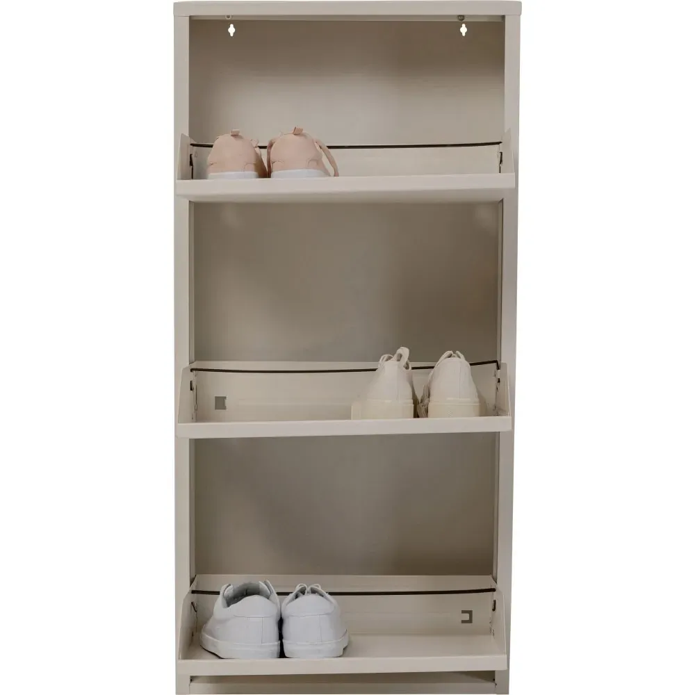 Illustration numéro 3 du produit Casier à chaussures 3 tiroirs en acier crème