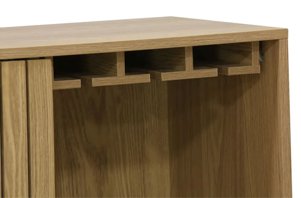 Illustration numéro 3 du produit Mini bar design en bois clair pour 12 bouteilles