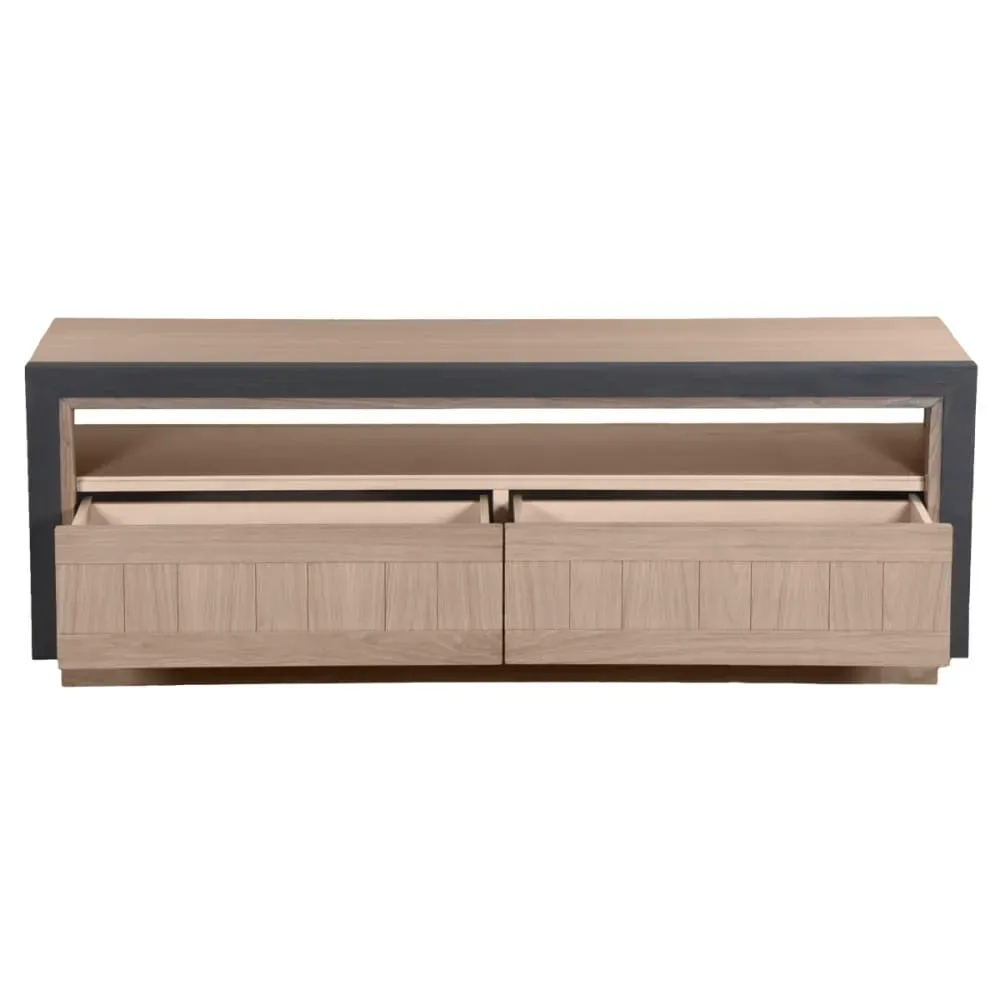 Illustration numéro 3 du produit Meuble télévision avec 2 tiroirs en chêne design C. Lecomte