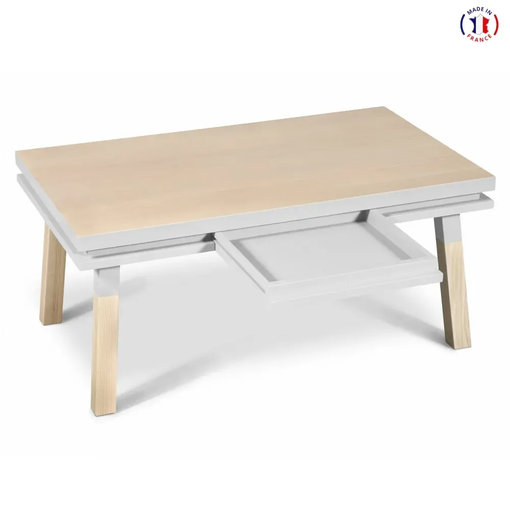 Illustration numéro 3 du produit Table basse avec tiroir 100 cm, 100% frêne massif