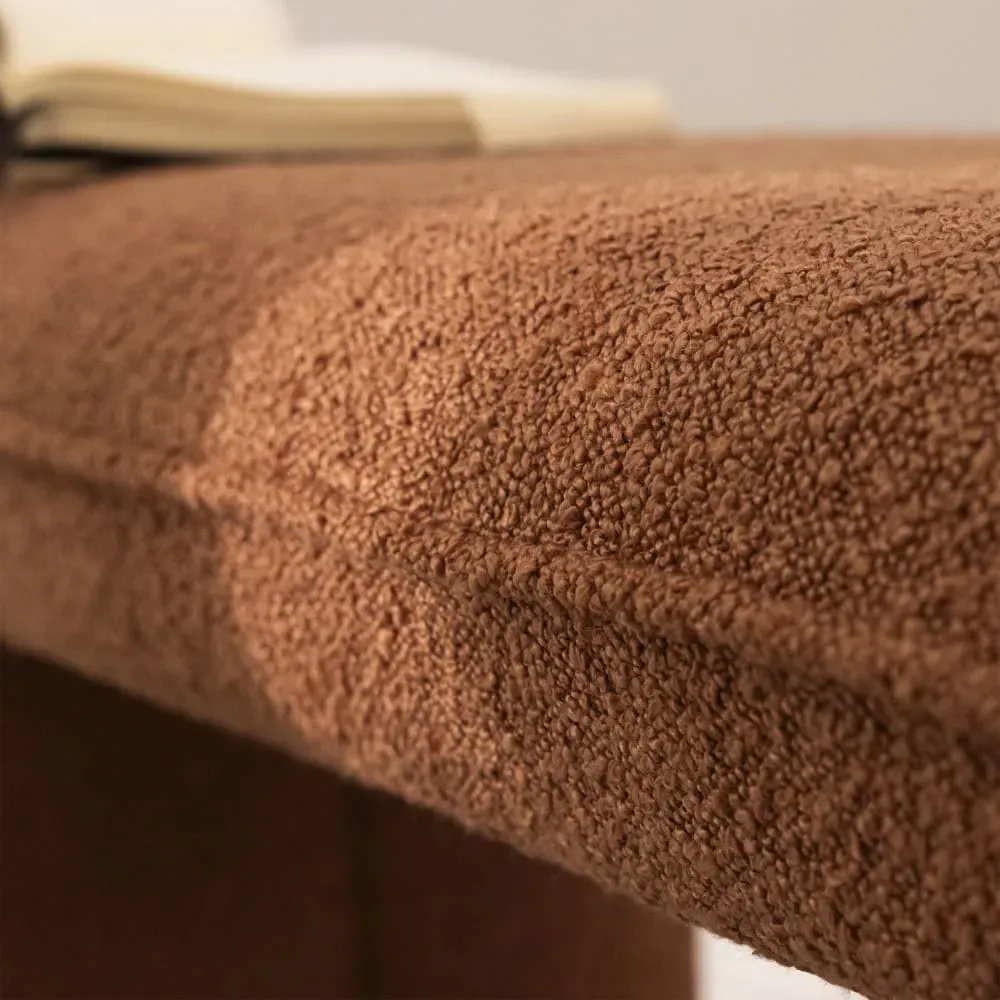 Illustration numéro 3 du produit Banc rembourré en tissu bouclette L100cm - Rouille