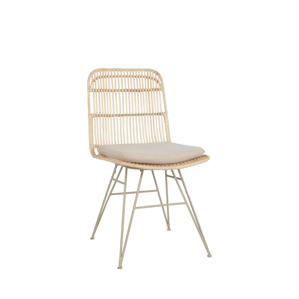 Illustration numéro 3 du produit Lot de 2 chaises design en rotin pieds beiges - Naturel