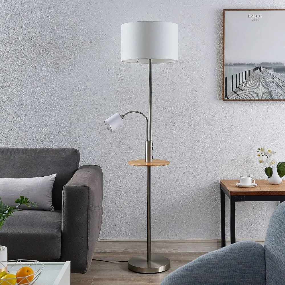 Illustration numéro 3 du produit Lampadaire Tissu en Métal Gris