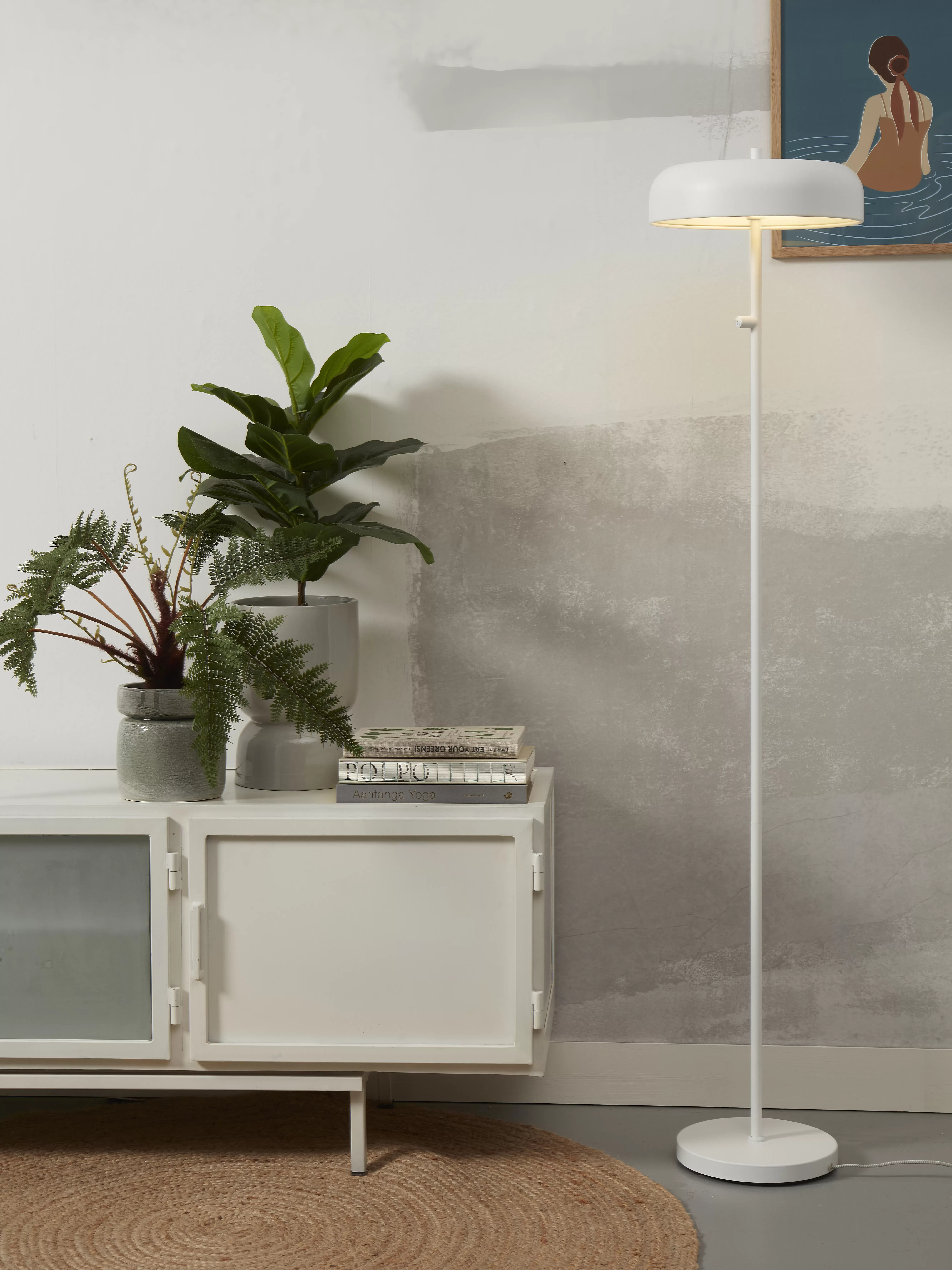 Illustration numéro 3 du produit Lampadaire métal blanc Ø30cm