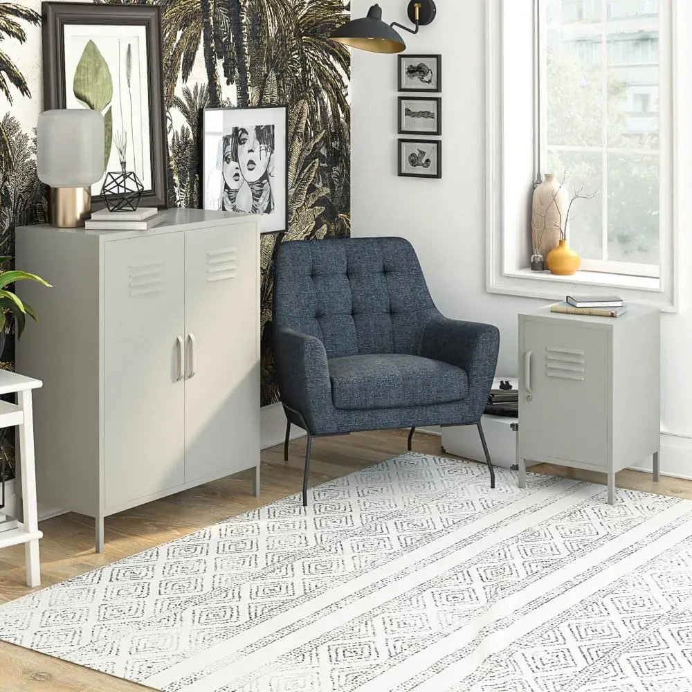 Illustration numéro 3 du produit Table d'appoint avec 1 porte en métal taupe