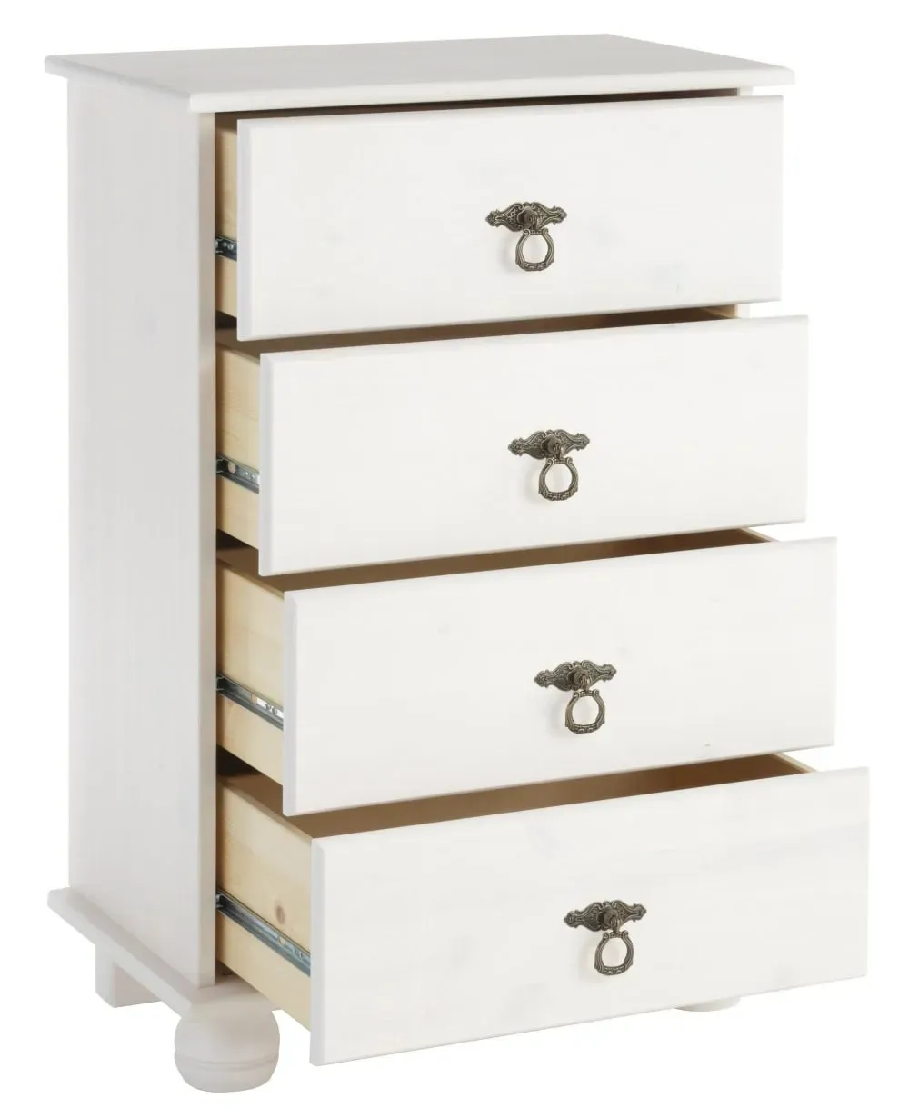 Illustration numéro 3 du produit Commode avec 4 tiroirs Laque en pin blanche