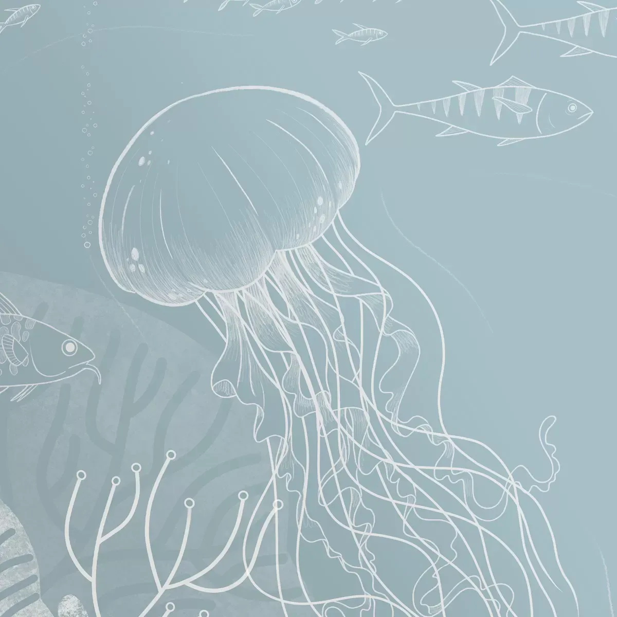 Illustration numéro 3 du produit Papier peint panoramique enfant océan bleu ciel 225x250cm