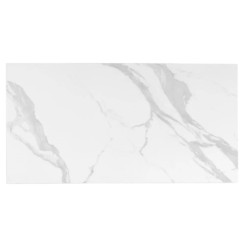 Illustration numéro 3 du produit Table 140 avec plateau en porcelaine blanche et pieds en noyer