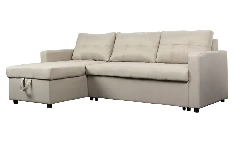 Illustration numéro 3 du produit Canapé d'angle convertible tissu beige