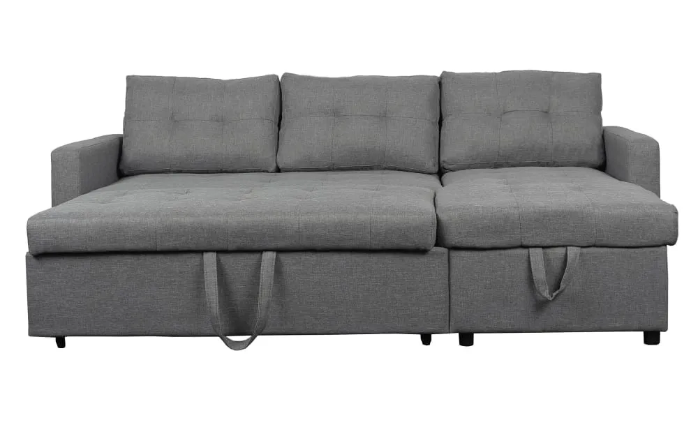 Illustration numéro 3 du produit Canapé d'angle convertible tissu gris