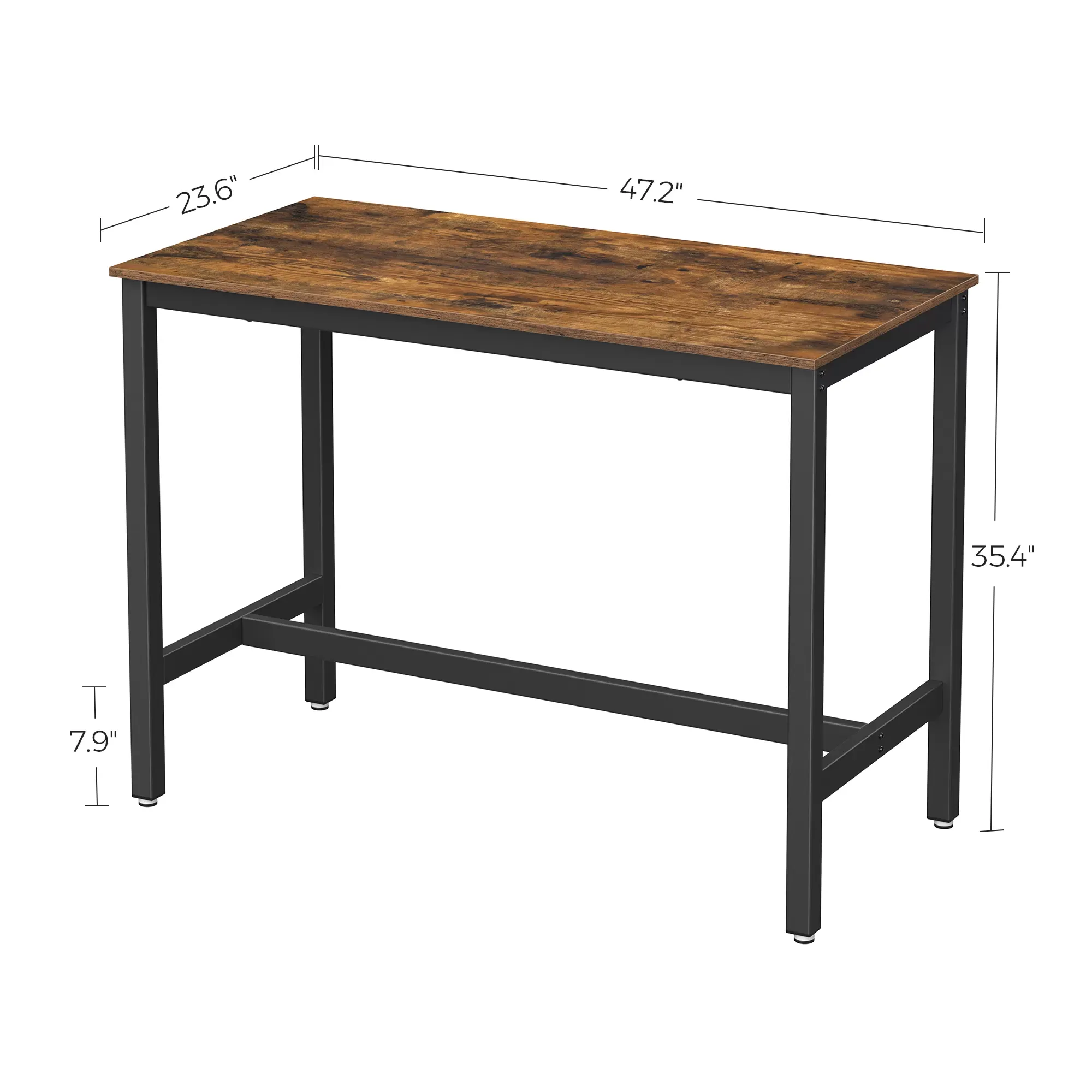 Illustration numéro 3 du produit Table de bar style industriel effet bois marron rustique