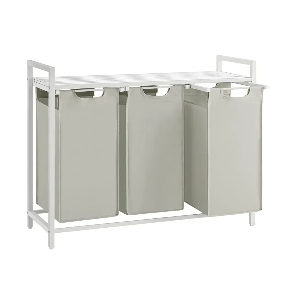 Illustration numéro 3 du produit Panier à linge 3 compartiments - L92,5 cm - Gris clair