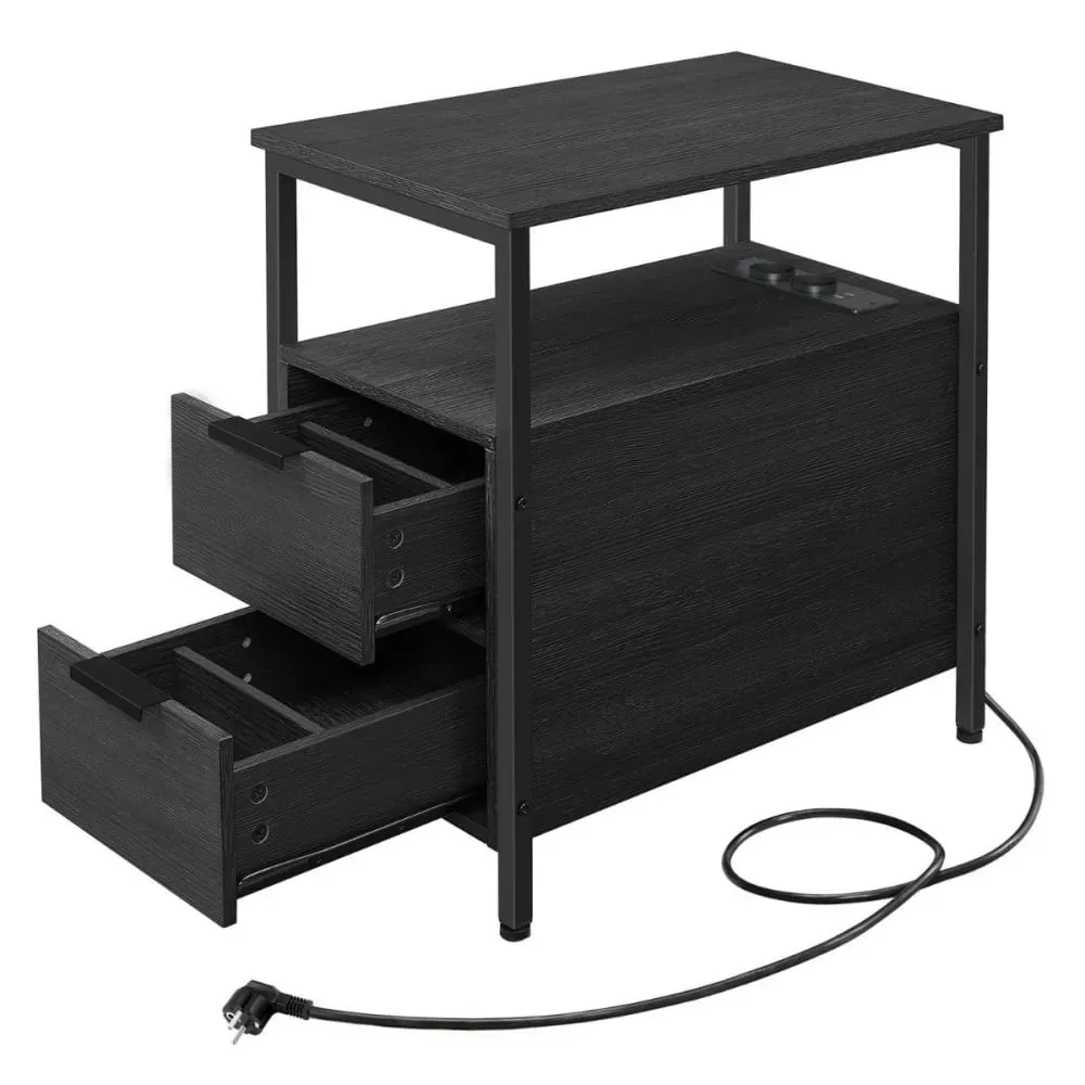 Illustration numéro 3 du produit Bout de canapé connecté avec 2 tiroirs - H60 cm - Noir