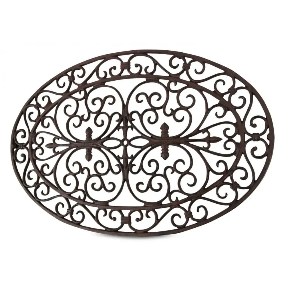 Illustration numéro 3 du produit Paillasson ovale fonte marron