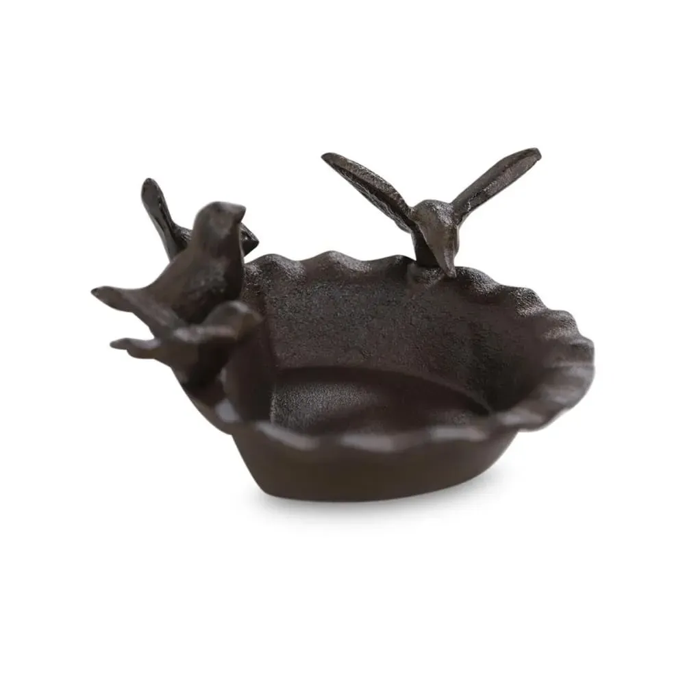 Illustration numéro 3 du produit Abreuvoir 4 oiseaux fonte marron