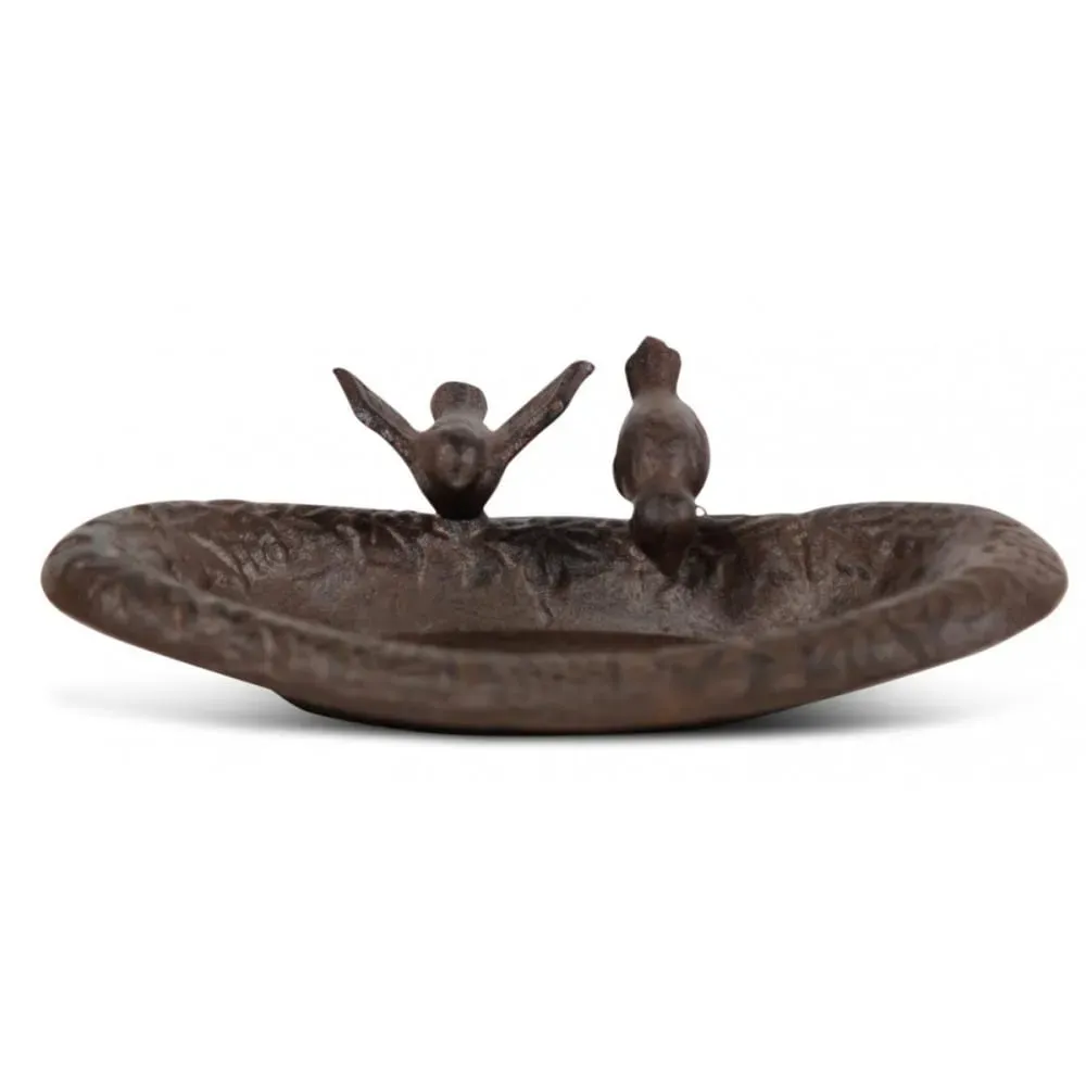 Illustration numéro 3 du produit Abreuvoir 2 oiseaux fonte 23.5x14.5x6 marron