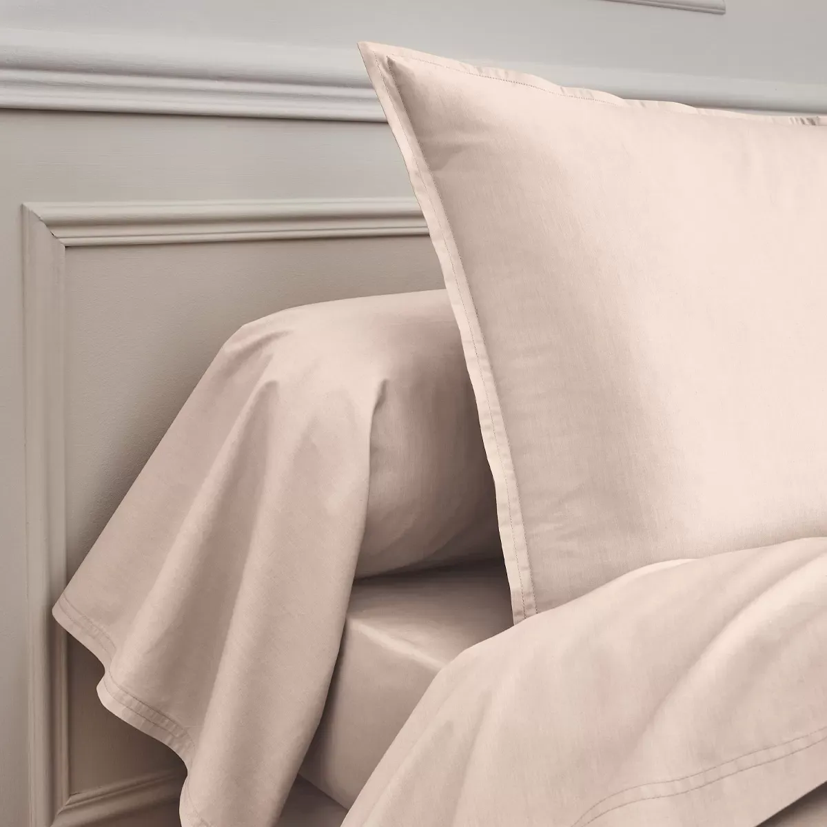 Illustration numéro 3 du produit Taie de traversin en percale de coton rose 43x190