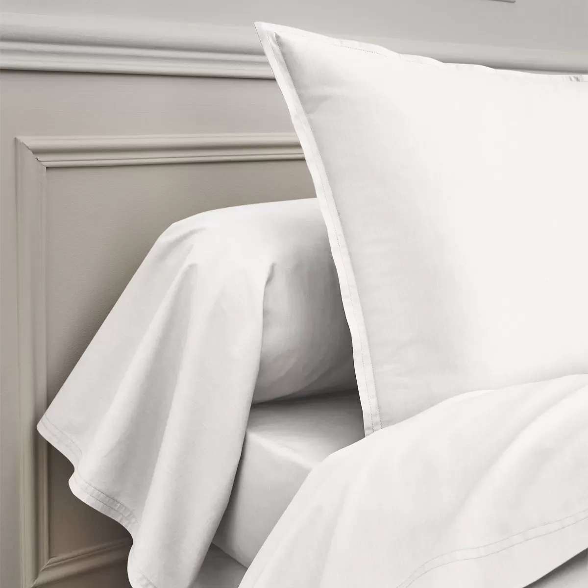 Illustration numéro 3 du produit Taie de traversin en percale de coton blanc 43x230