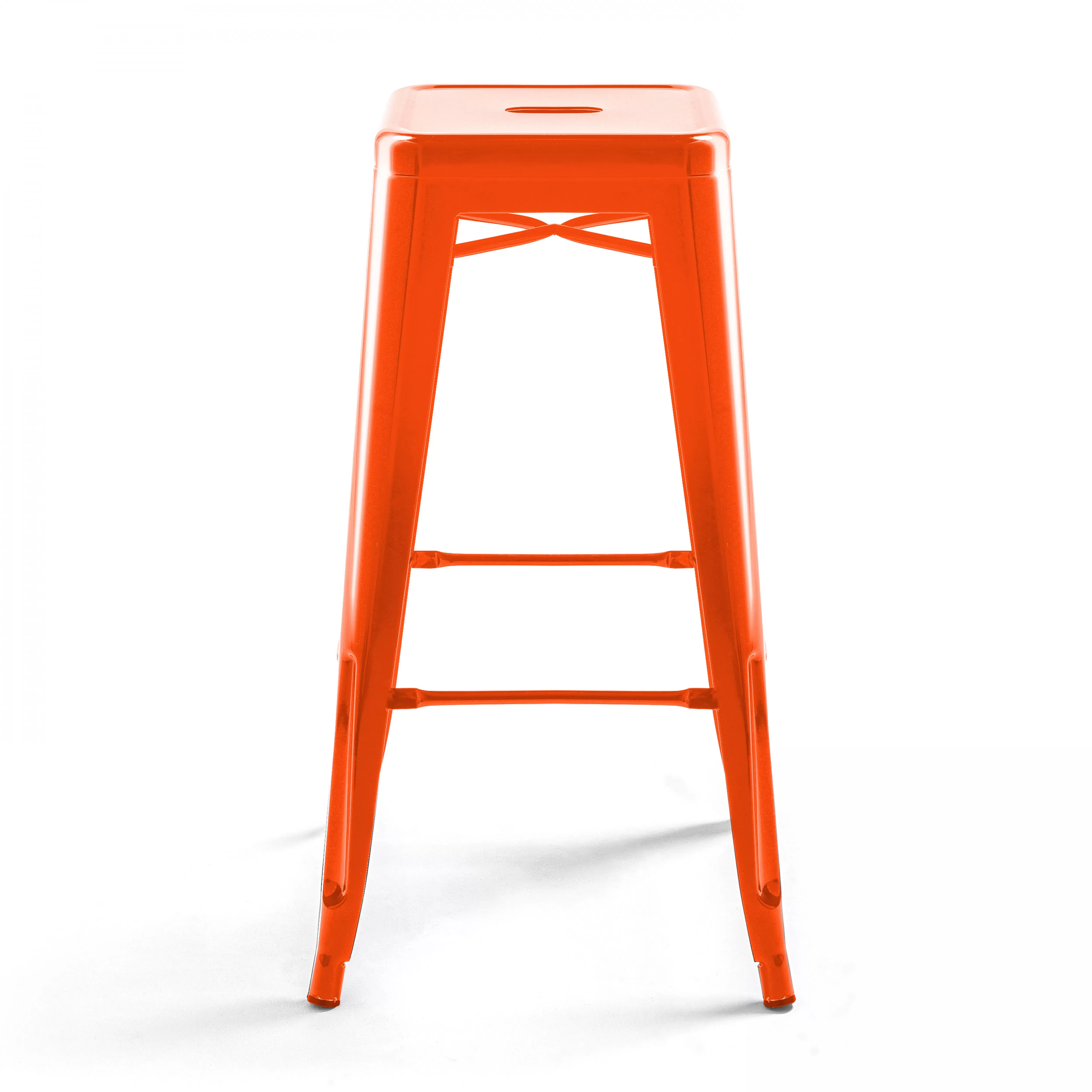Illustration numéro 3 du produit Lot de 4 tabourets de bar en acier orange brillant