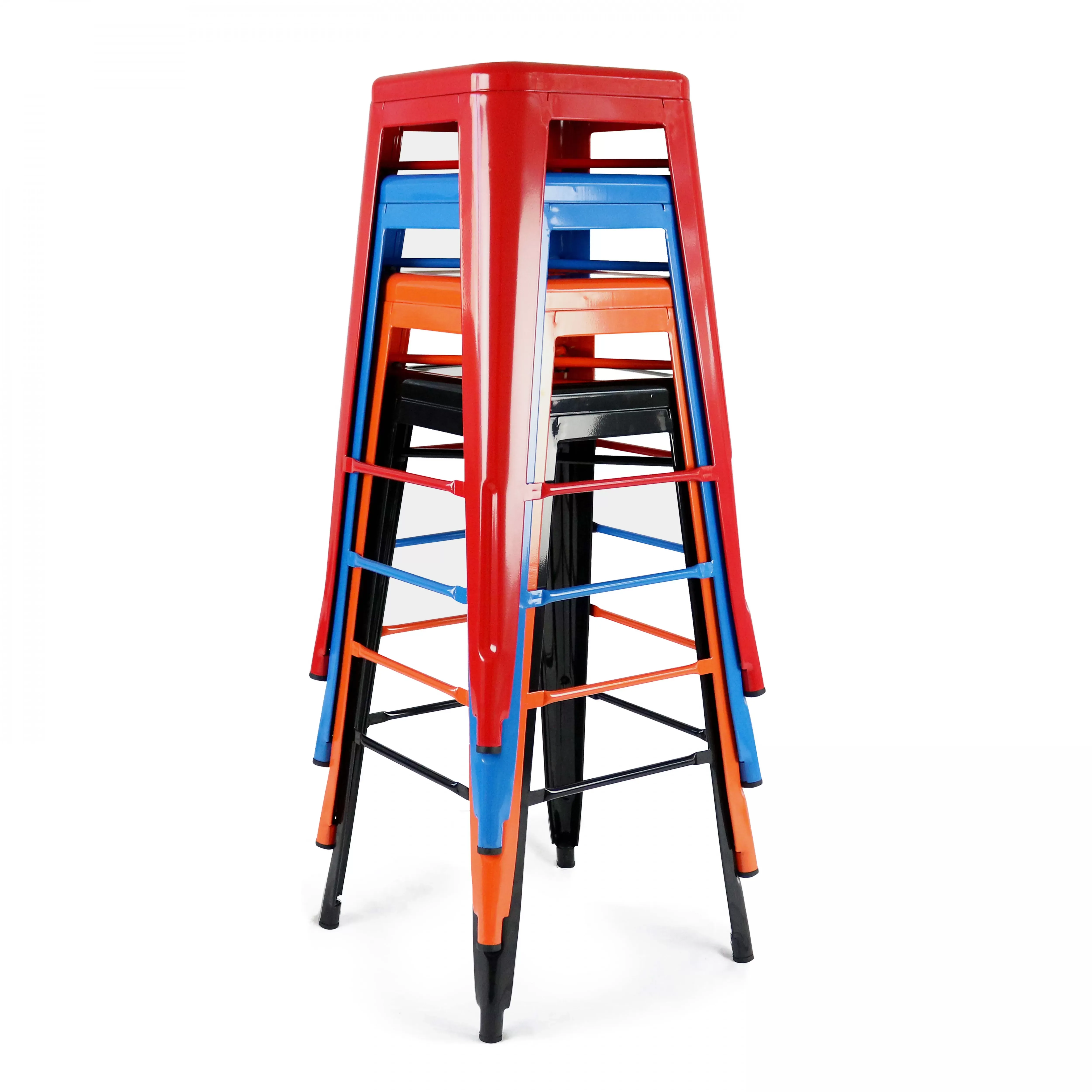 Illustration numéro 3 du produit Tabouret de bar en métal brillant bleu