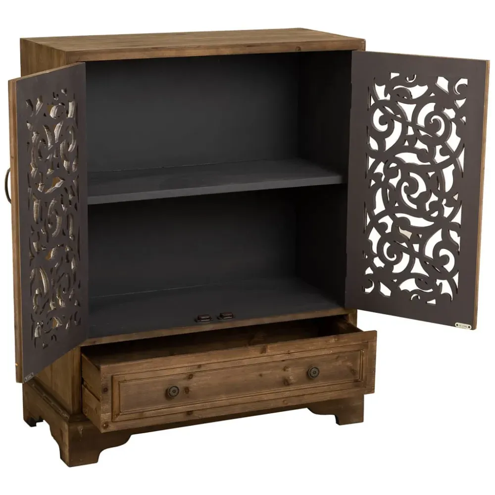 Illustration numéro 3 du produit Armoire en bois et métal marron 83x38x102h