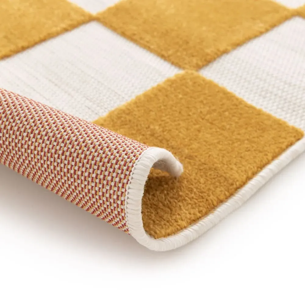 Illustration numéro 3 du produit Tapis int/ext géométrique - 120x170cm Jaune moutarde Polypropylène