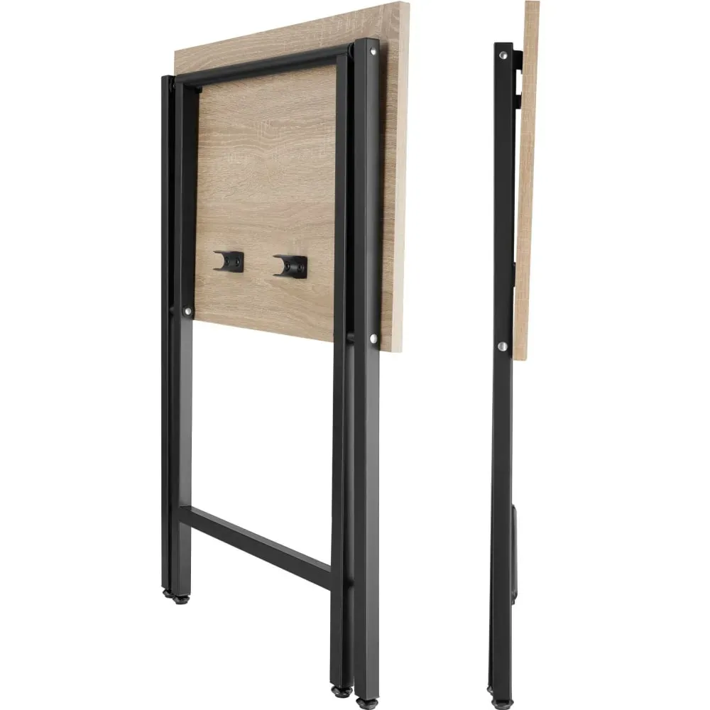 Illustration numéro 3 du produit Ensemble de 2 tables d’appoint pliables pieds réglables bois clair