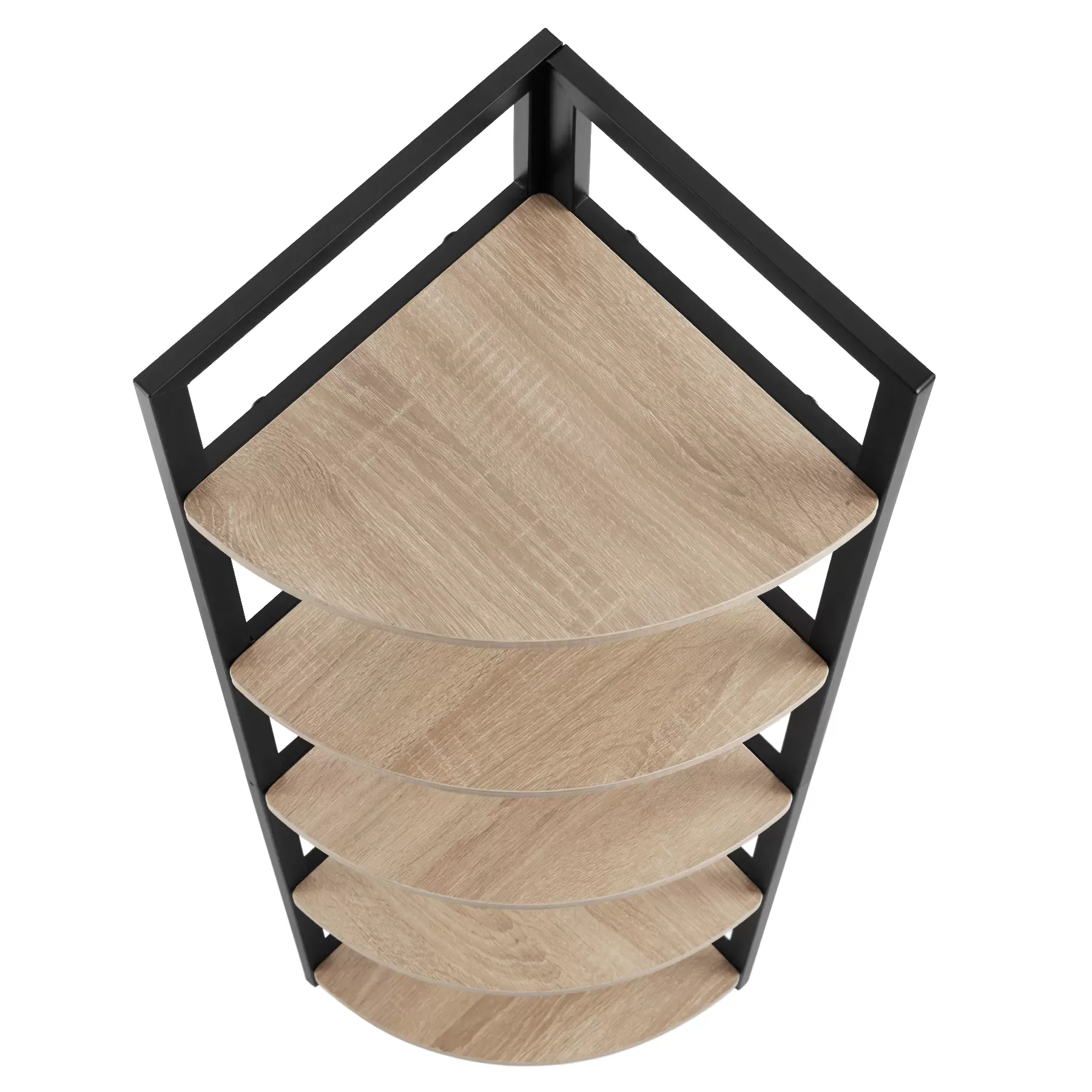 Illustration numéro 3 du produit Étagère d’angle style industriel 30x30x150 cm bois clair