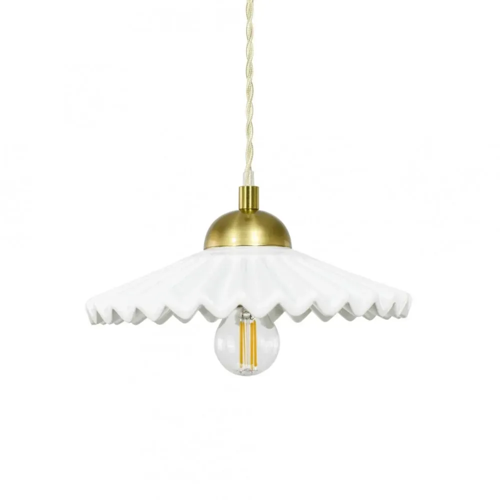 Illustration numéro 3 du produit Suspension en céramique avec son équipement en textile et métal blanc