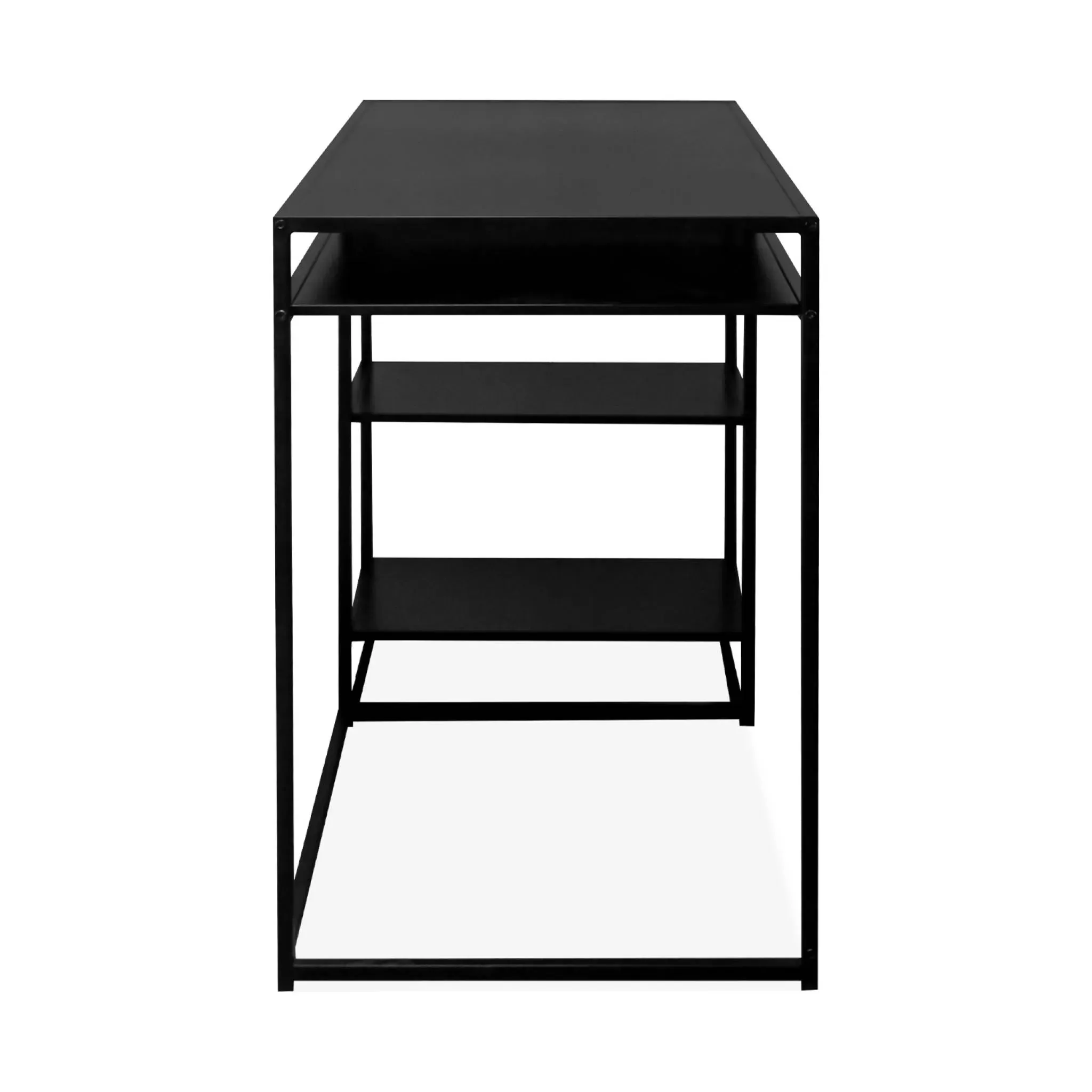 Illustration numéro 3 du produit Bureau avec casier et deux étagères en métal noir