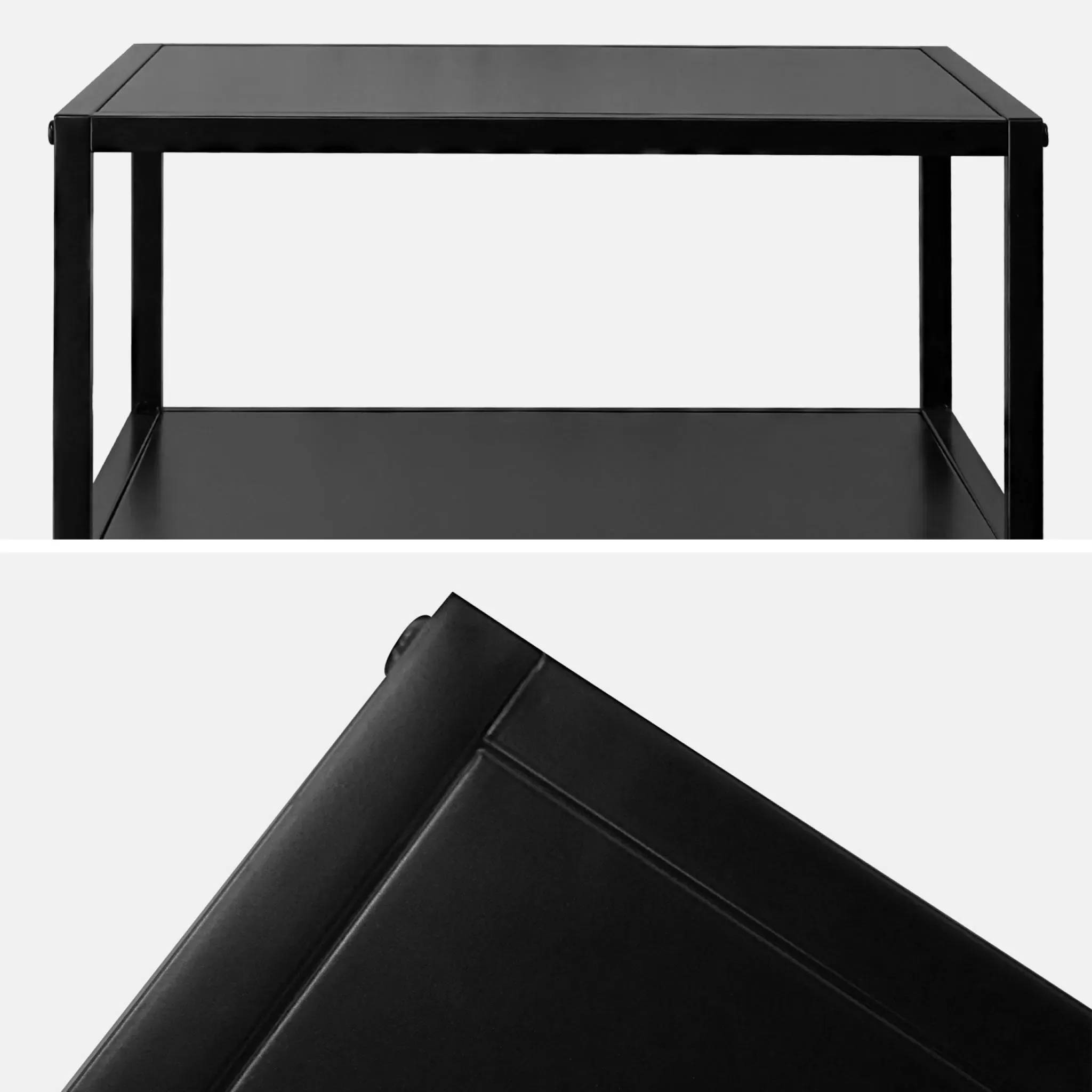 Illustration numéro 3 du produit Table de chevet en métal noir, 1 étagère (lot de 2)