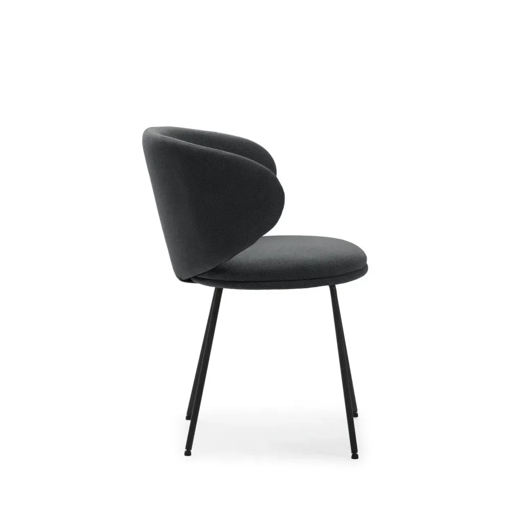 Illustration numéro 3 du produit Lot de 2 chaises en tissu et métal - Gris foncé