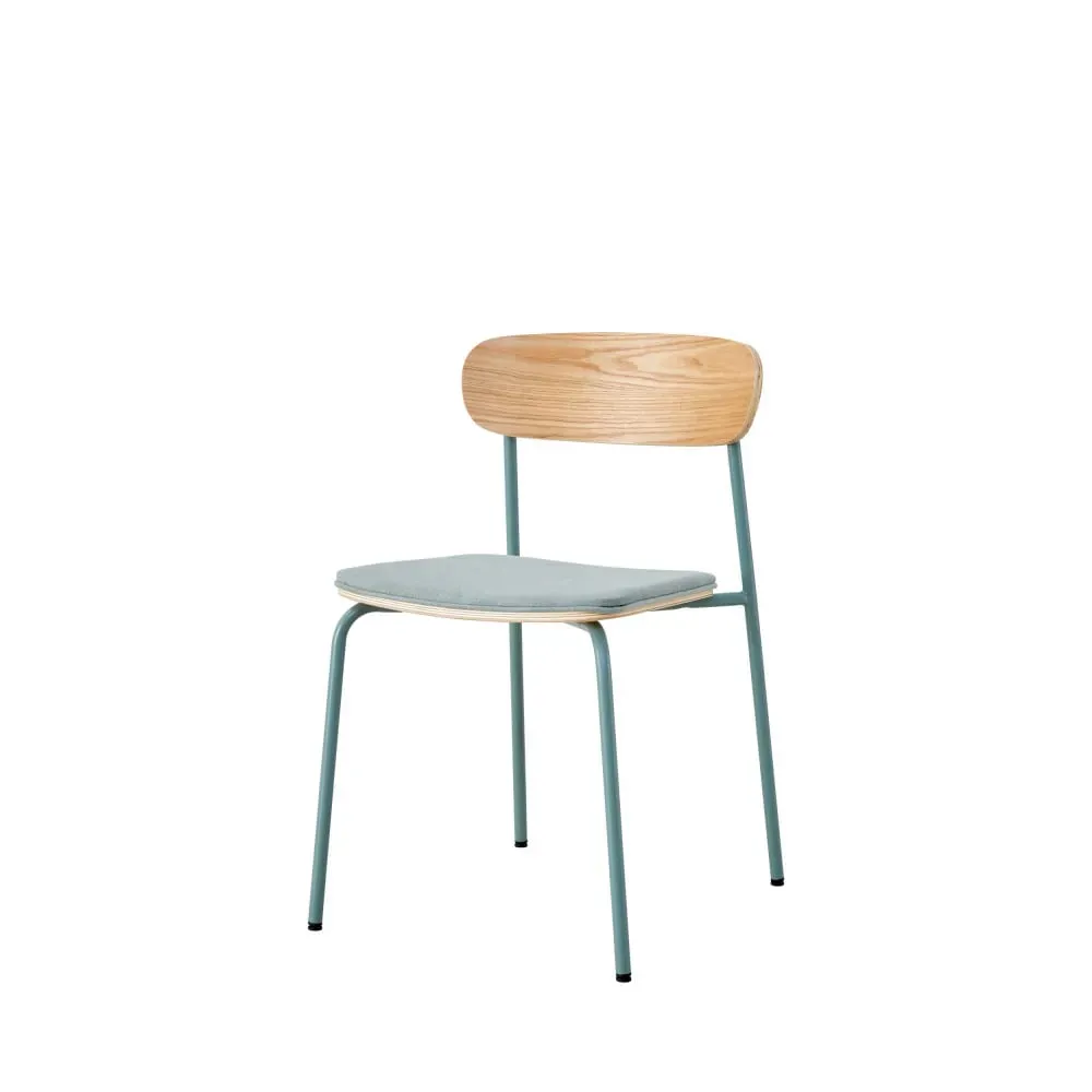 Illustration numéro 3 du produit Lot de 2 chaises en tissu et métal - Vert d'eau