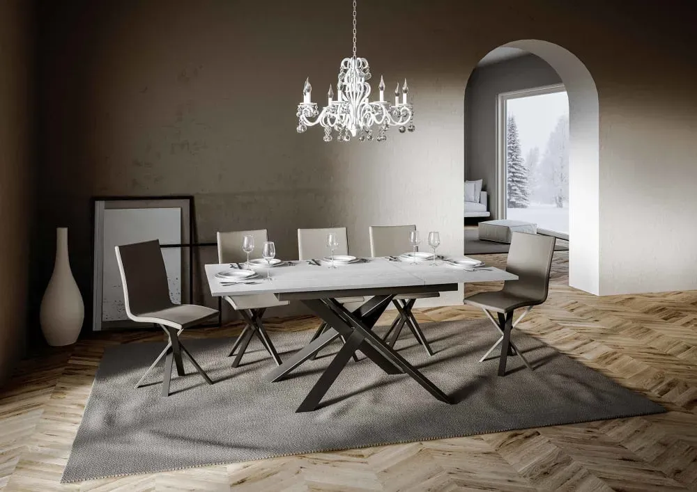 Illustration numéro 3 du produit Table extensible effet bois frêne blanc 90x120/180 cm