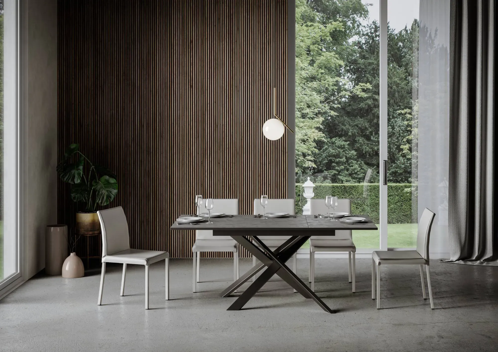 Illustration numéro 3 du produit Table extensible 90x120/180 cm effet bois anthracite