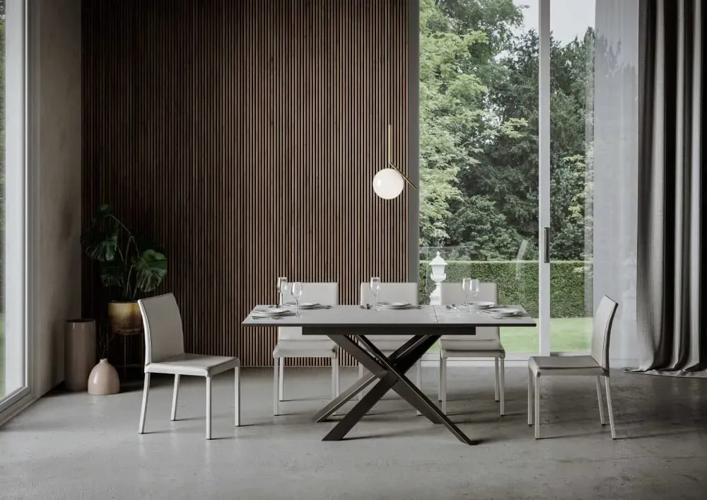 Illustration numéro 3 du produit Table extensible 90x120/180 cm effet bois blanc bord anthracite