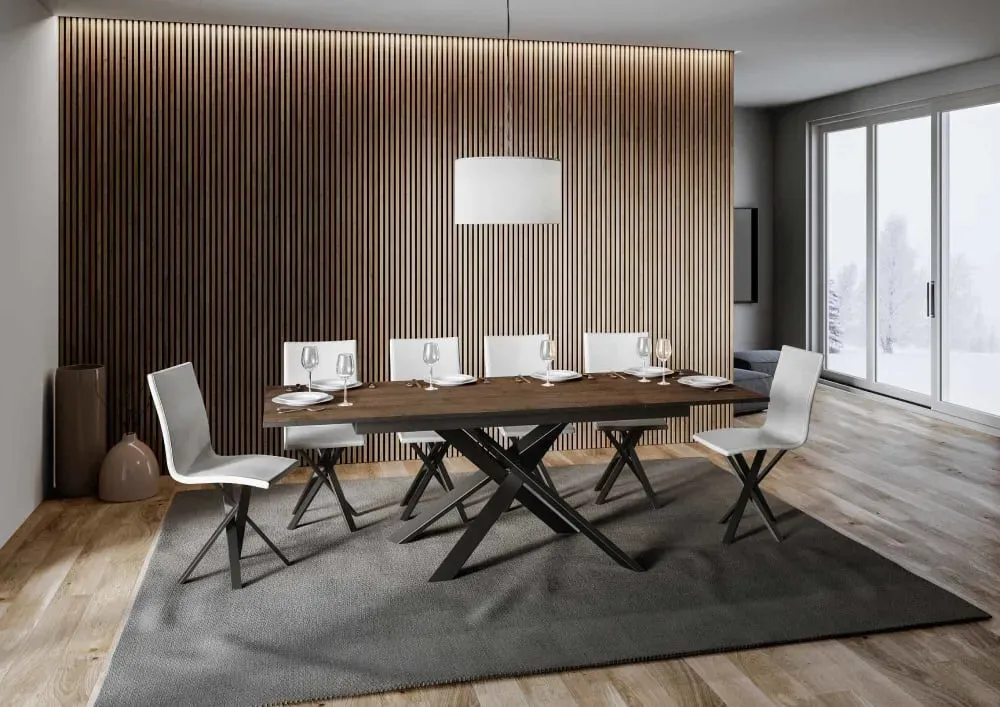 Illustration numéro 3 du produit Table extensible 90x160/220 cm effet bois noyer