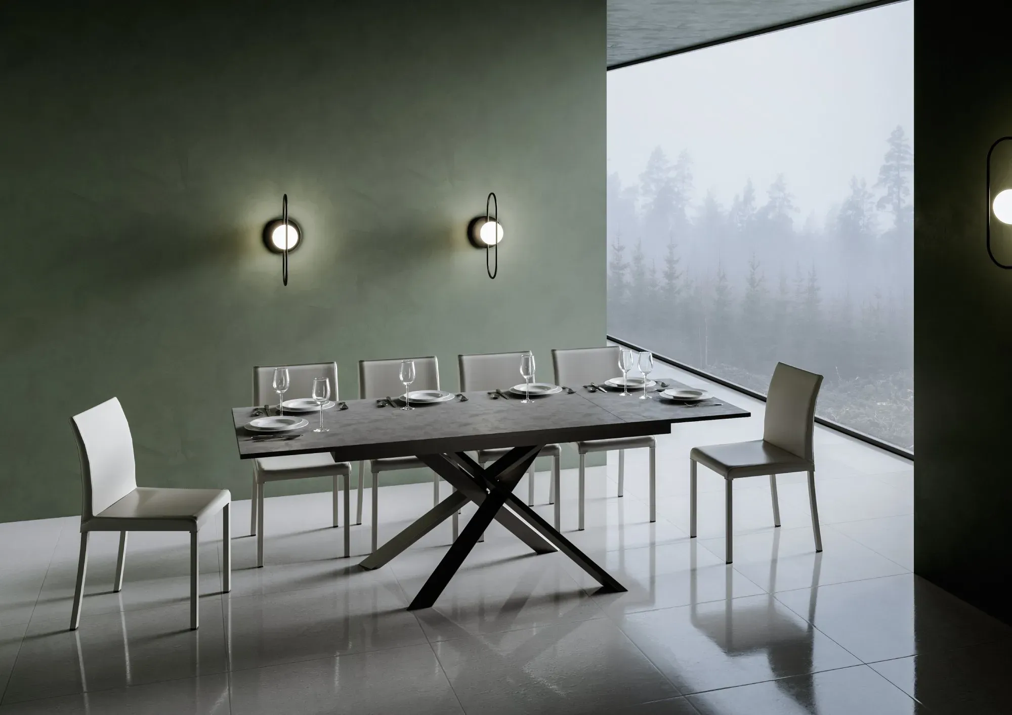 Illustration numéro 3 du produit Table extensible 90x160/220 cm effet bois anthracite