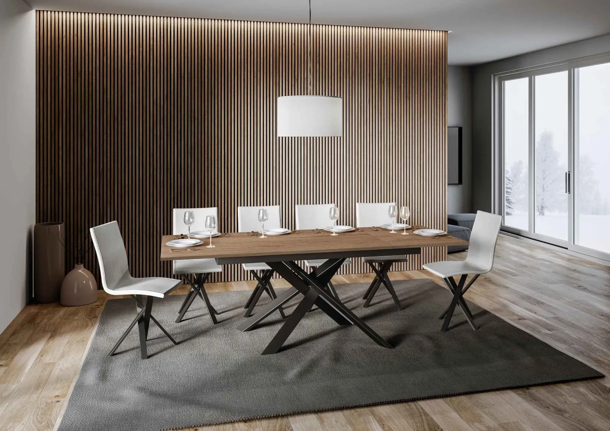 Illustration numéro 3 du produit Table extensible 90x160/220 cm effet bois chêne nature