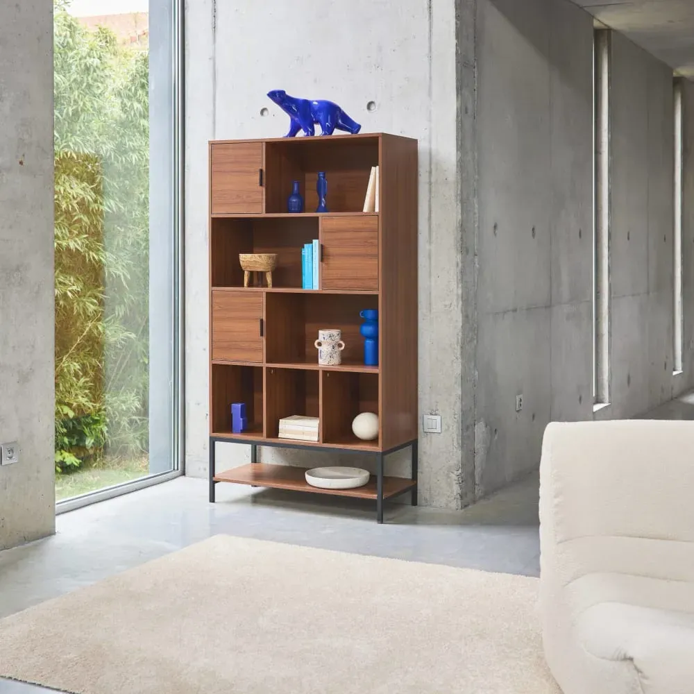 Illustration numéro 3 du produit Bibliothèque en décor noyer 9 compartiments