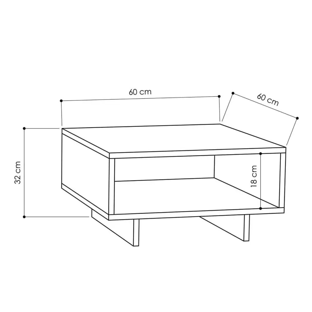 Illustration numéro 3 du produit Table basse carrée bois blanc et anthracite