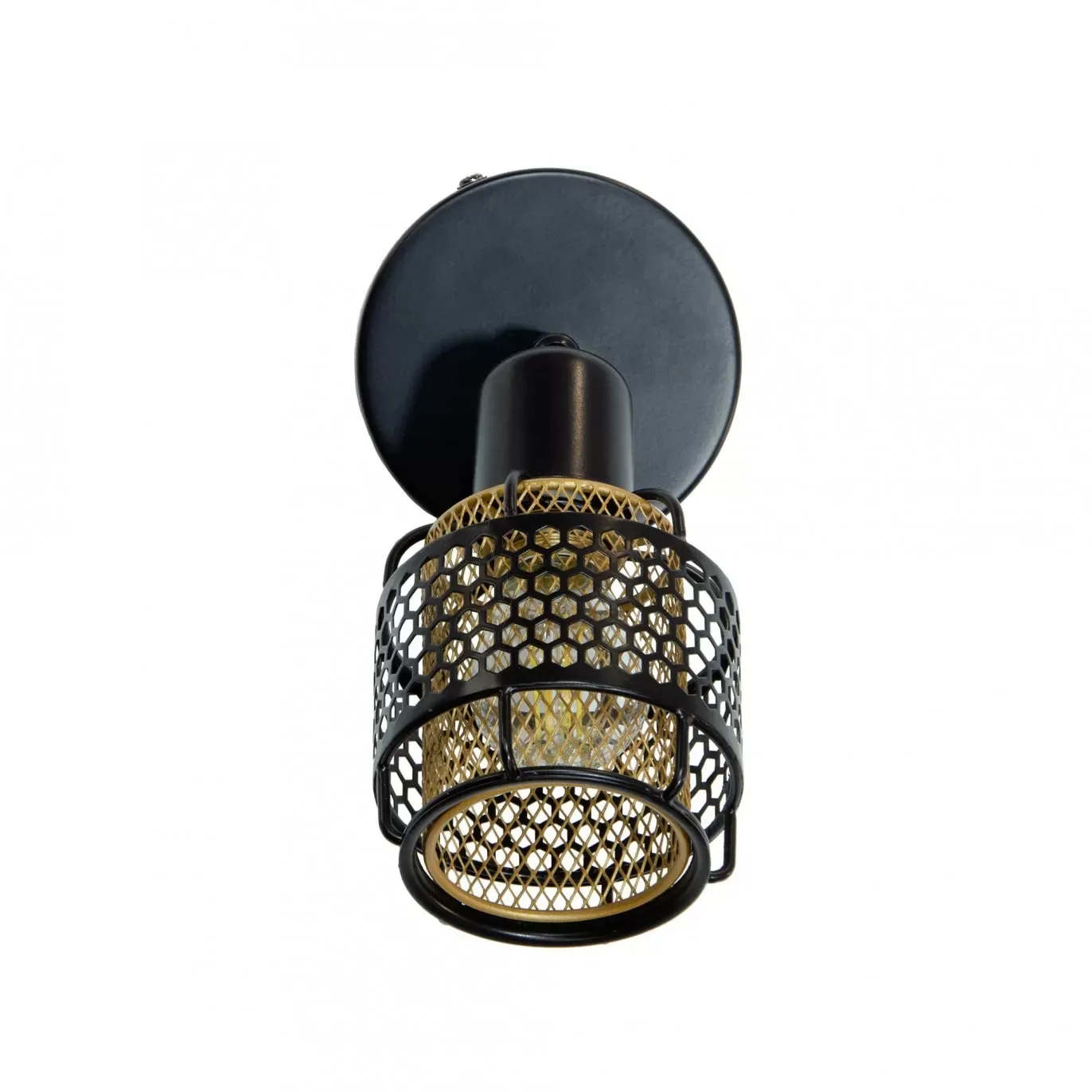 Illustration numéro 3 du produit Applique 1 lumière en métal grillagé noir et cuivré