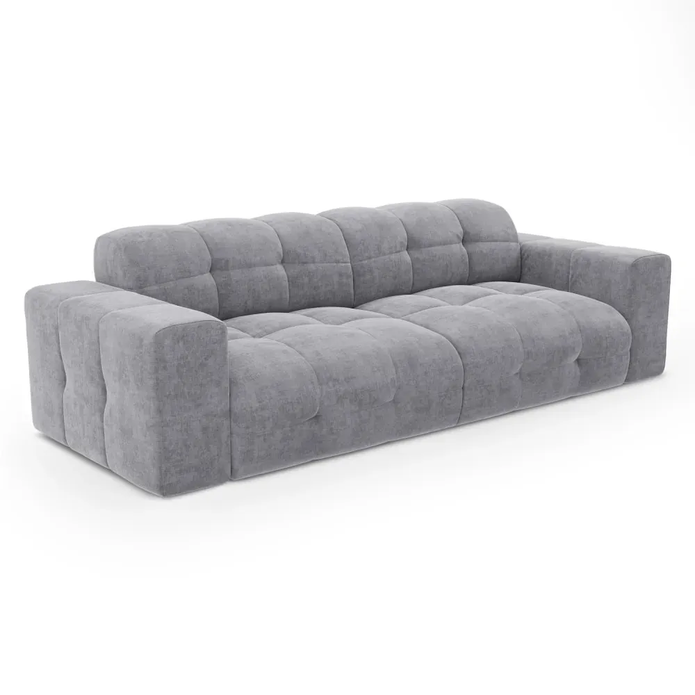 Illustration numéro 3 du produit Canapé 4 places velours gris béton