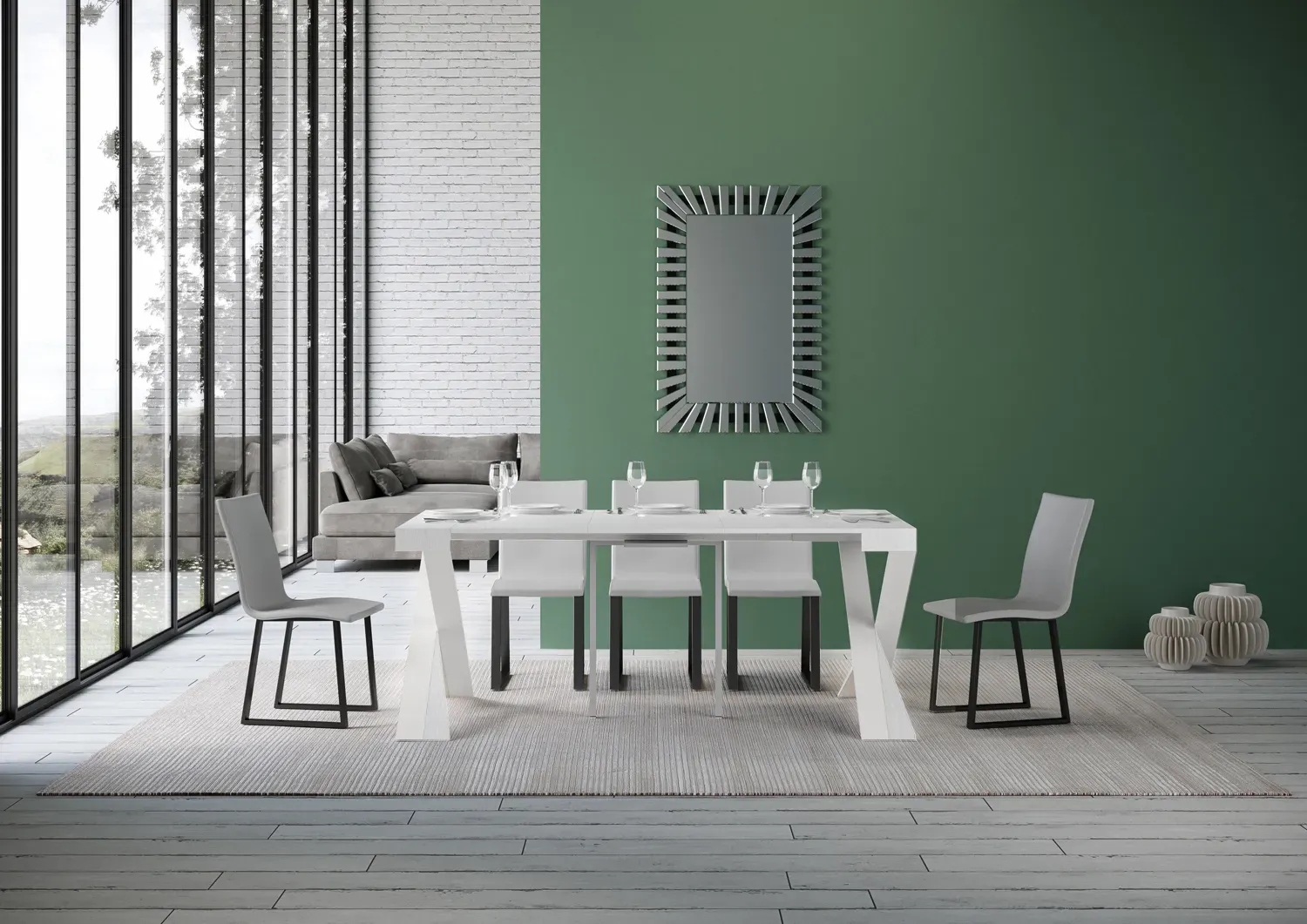 Illustration numéro 3 du produit Console extensible 90x40/300 cm effet bois frêne blanc