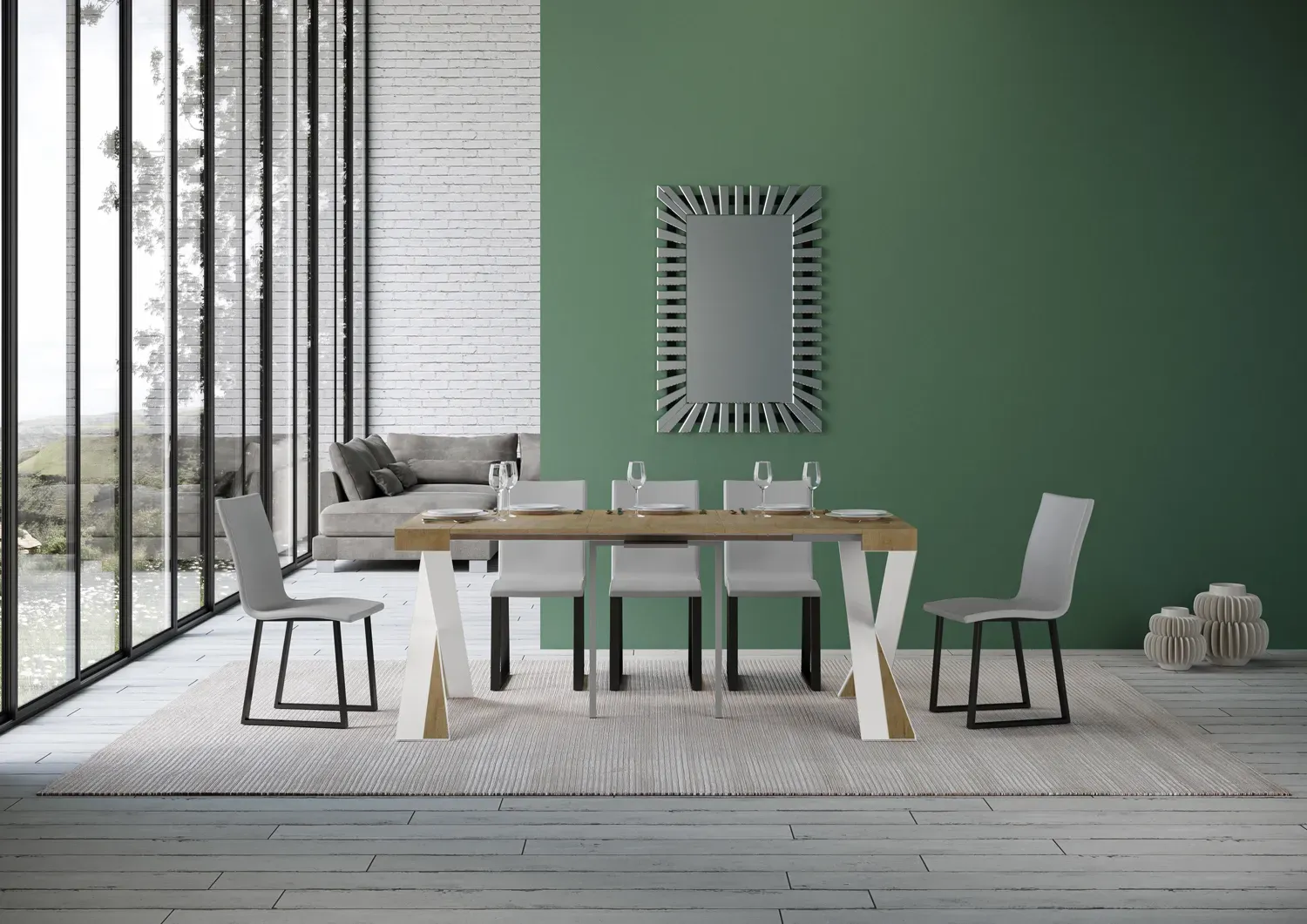 Illustration numéro 3 du produit Console extensible 90x40/300 cm effet bois chêne nature