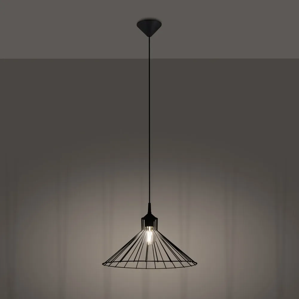 Illustration numéro 3 du produit Lampe suspendue acier noir H 86 cm