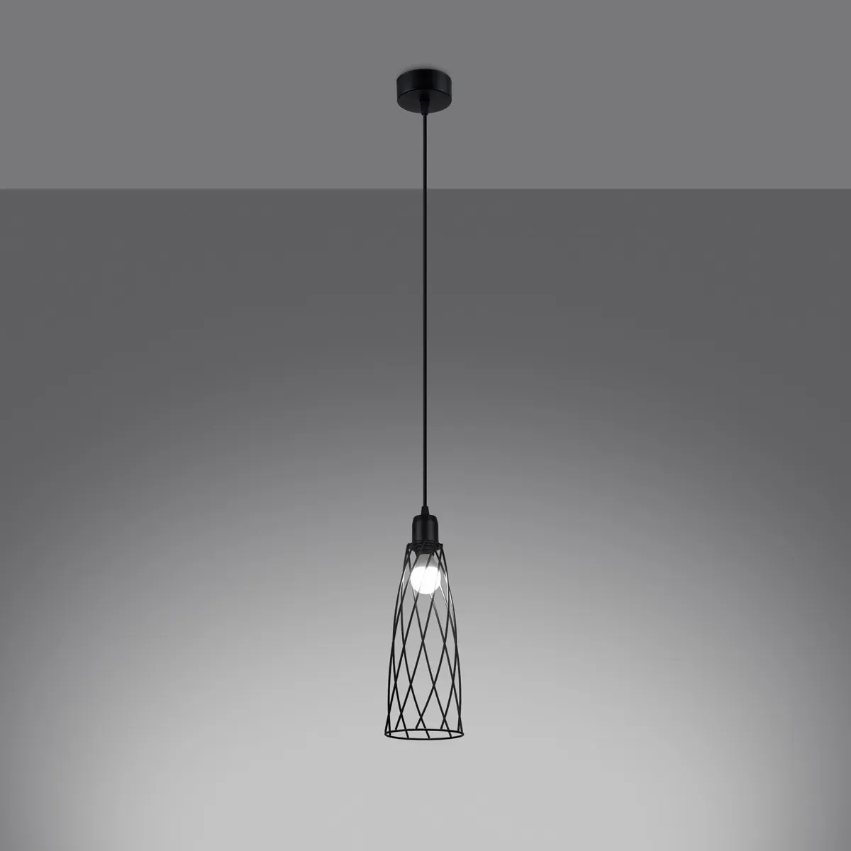 Illustration numéro 3 du produit Lampe suspendue acier noir H 139 cm