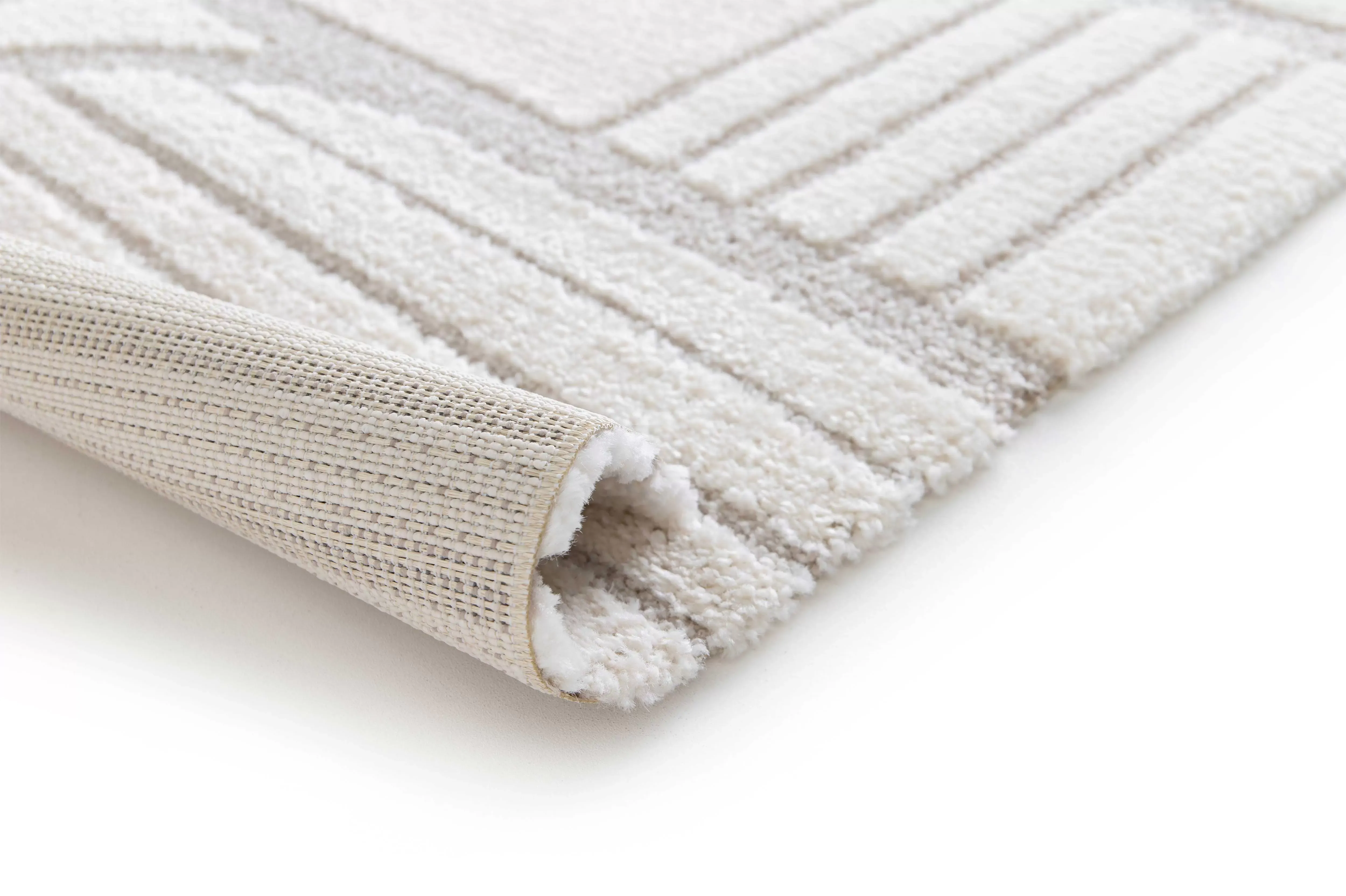 Illustration numéro 3 du produit Tapis à relief scandinave blanc/beige 120x170 cm